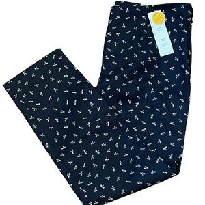 Charter Club classic fit, black pants with dragon flies, ankle length, size 8